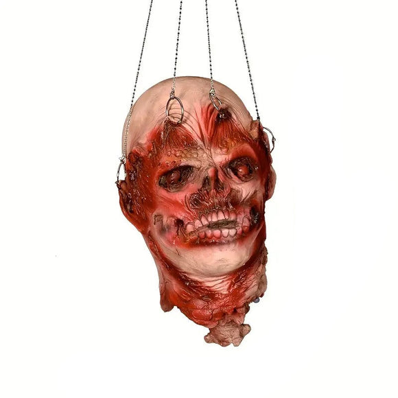 NNETM Hanging Latex Skull Head with Chains Halloween
