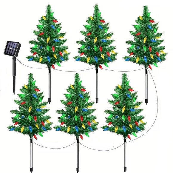 NNETM Solar-Powered LED Christmas Trees (6pcs)