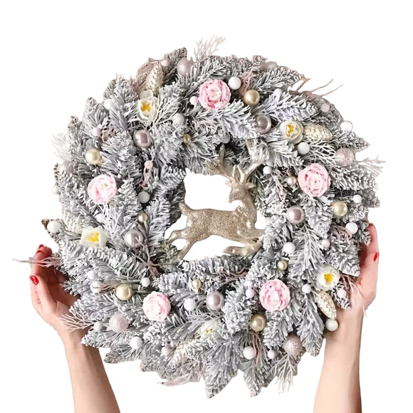 NNETM Pink & Gold Christmas Wreath for Door