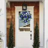 NNETM Large Artificial Christmas Wreath with Blue Bow