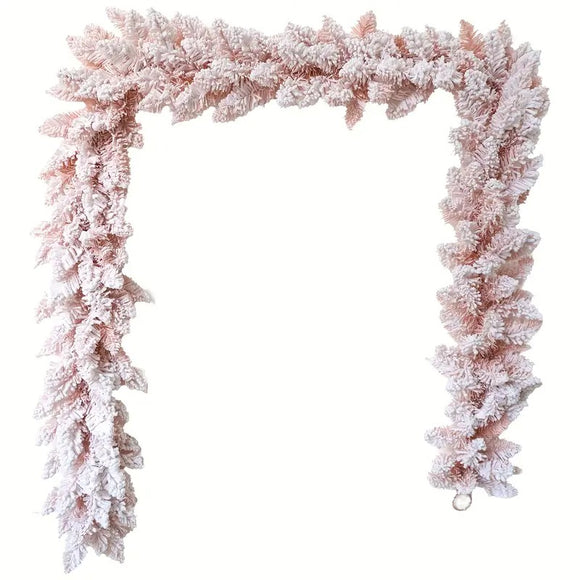 NNETM Christmas Pink Snowflake Pine Wreath