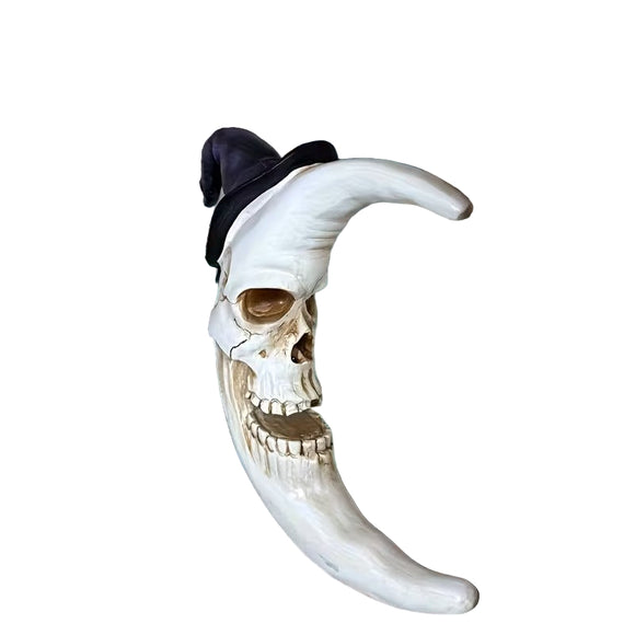 NNETM Skull Moon Hanging Halloween Decoration with Witch Hat