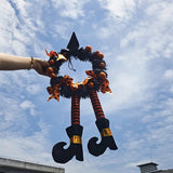 NNETM Halloween Wreath Door Hanging Pumpkin Skull Garland