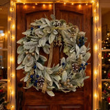 NNETM Rustic Farmhouse Sheep Ear Wreath with Pinecones