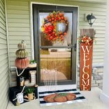 NNETM Halloween Autumn Scarecrow Wreath with Pumpkins