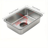 NNETM Rectangular Stainless Steel Camping Sink with Wooden Lid