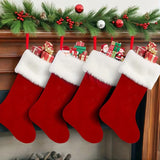 NNETM Classic Christmas Stockings Polyester Velvet Tube Socks (4pc)