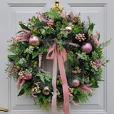 NNETM Pastel Pink & Green Christmas Door Wreath