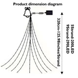 NNETM Christmas Solar Waterfall Tree Fairy String Lights Outdoor