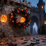 NNETM Halloween Pumpkin Wreath Door Hanging Decoration