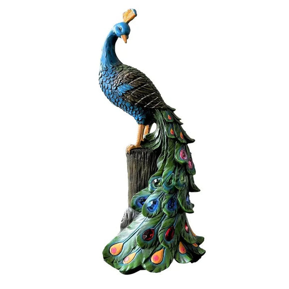 NNETM Solar Peacock Resin Statue Light for Garden Decor