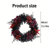 NNETM Halloween Black Red Wreath