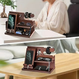 NNETM Wooden Desk Organizer Phone Docking Station Stand