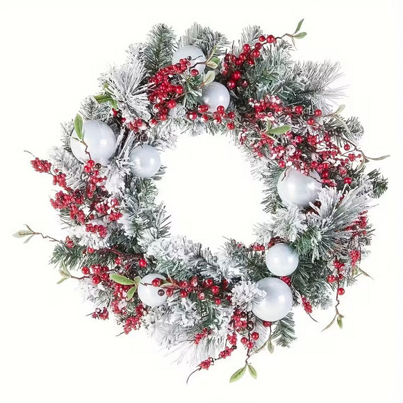 NNETM Artificial Christmas Wreath Green with Red Berries