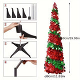 NNETM Red Green Sequin Tinsel Christmas Tree