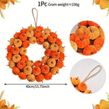 NNETM Faux Velvet Pumpkin Wreath Wall Hanging