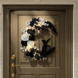 NNETM Gothic Cat Moon Wreath Door Hanging Decor