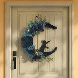 NNETM Gothic Cat Moon Wreath Halloween Door Decor