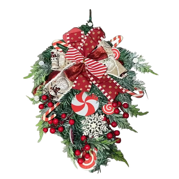 NNETM Candy Cane Christmas Wreath Red & White Ornament
