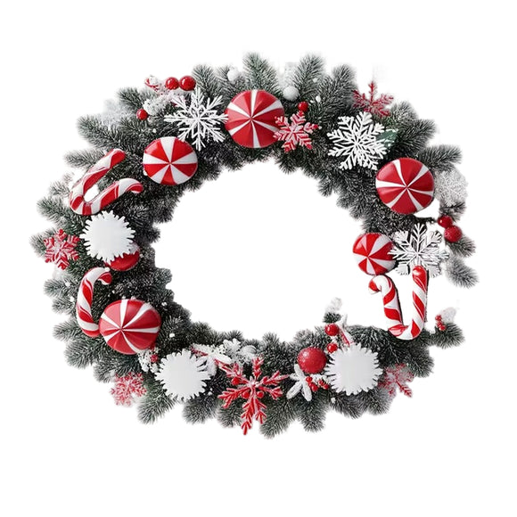 NNETM Christmas Wreath with Candy Canes & Snowflakes