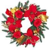 NNETM Front Door Christmas Wreath with Red Flowers