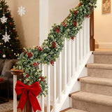 NNETM Artificial Eucalyptus Garland with Red Berries (2-Pack)