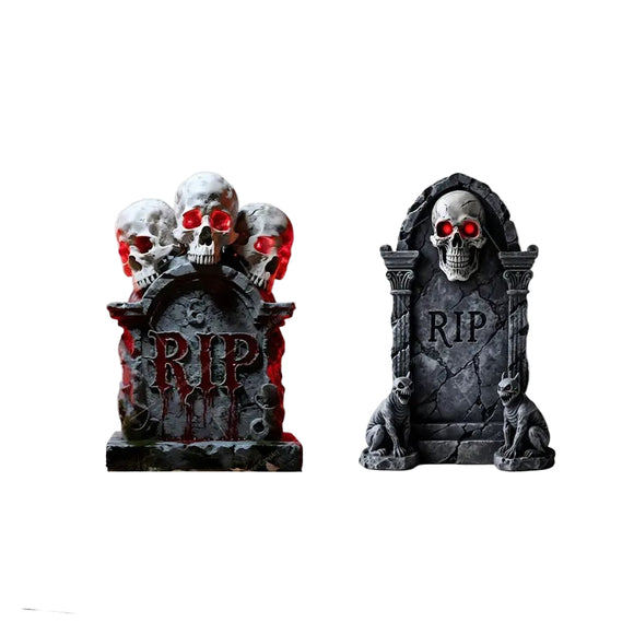 NNETM Halloween Skeleton RIP Tombstone Yard Signs (2pcs)