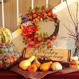 NNETM Halloween Autumn Scarecrow Wreath with Pumpkins