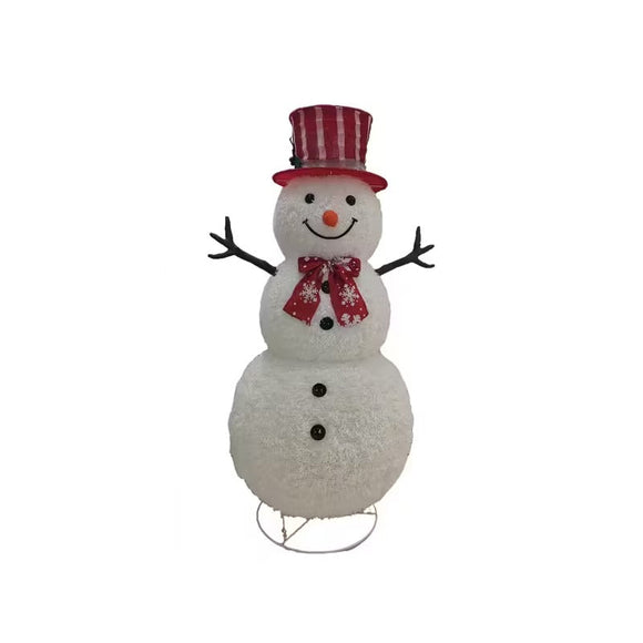 NNETM Red & White Striped Top Hat Snowman Decoration