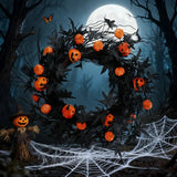 NNETM Halloween Pumpkin Wreath Door Hanging Decoration