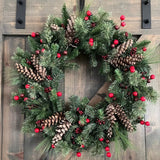 NNETM All-Season Christmas Door Wreath Pine Cones & Berries
