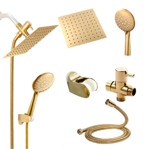 NNETM Golden Rainfall Shower Head Handheld Combo Set