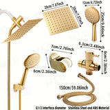 NNETM Golden Rainfall Shower Head Handheld Combo Set