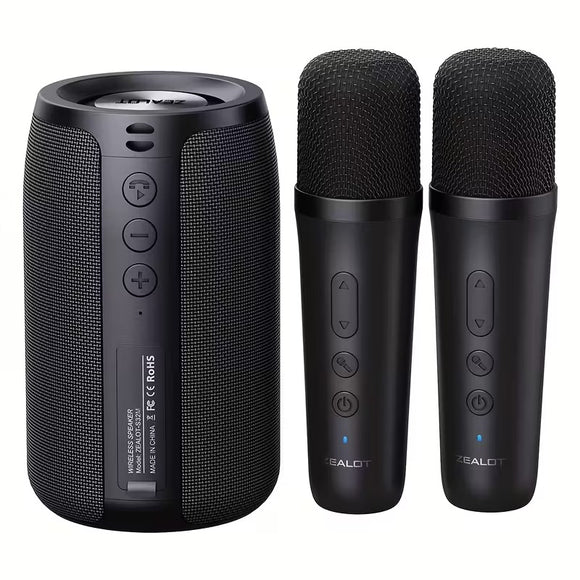 NNETM Wireless Speaker with Dual Karaoke Microphones