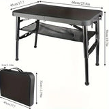 NNETM Adjustable Folding Camping Table with Storage Mesh