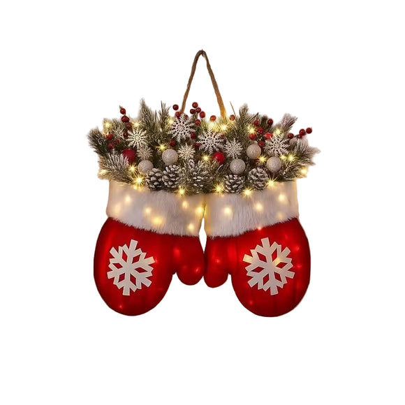 NNETM Christmas Glove Wreath Artificial Pine Decoration