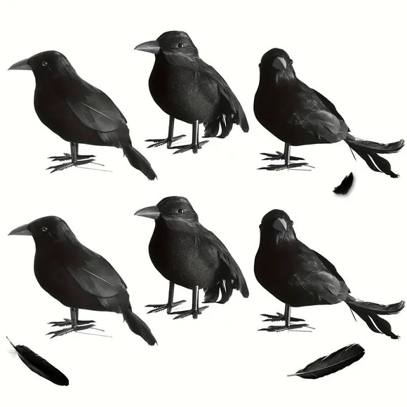 NNETM Crow Halloween Decorations Vintage Garden (6-Pack)