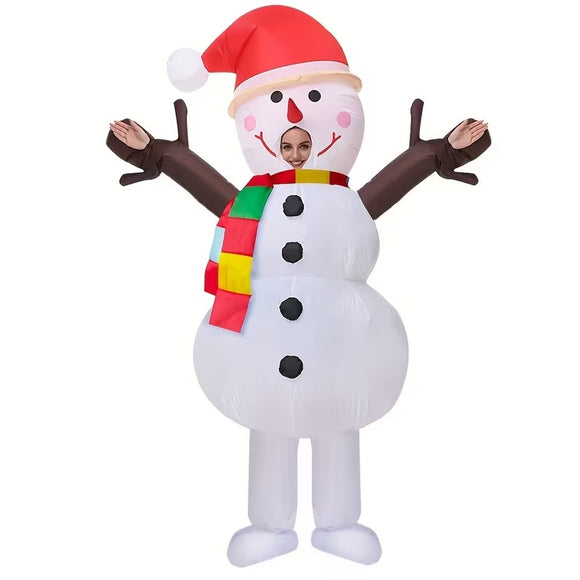 NNETM Inflatable Snowman Costume with Red Hat and Scarf