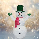 NNETM Green Hat Snowman Retractable Yard Decoration