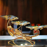 NNETM Golden Moon Metal Glass Tray Centerpiece