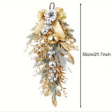 NNETM Christmas Teardrop Wreath with Spheres and Pinecones