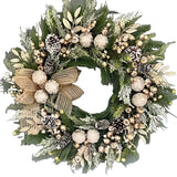 NNETM Christmas Wreath with Pine Cones and White Berries