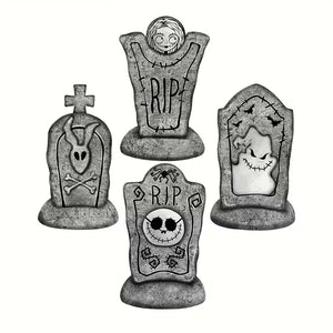 NNETM 2D Halloween Tombstone Yard Decorations (Set of 4)
