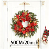 NNETM Front Door Christmas Wreath with Red Flowers