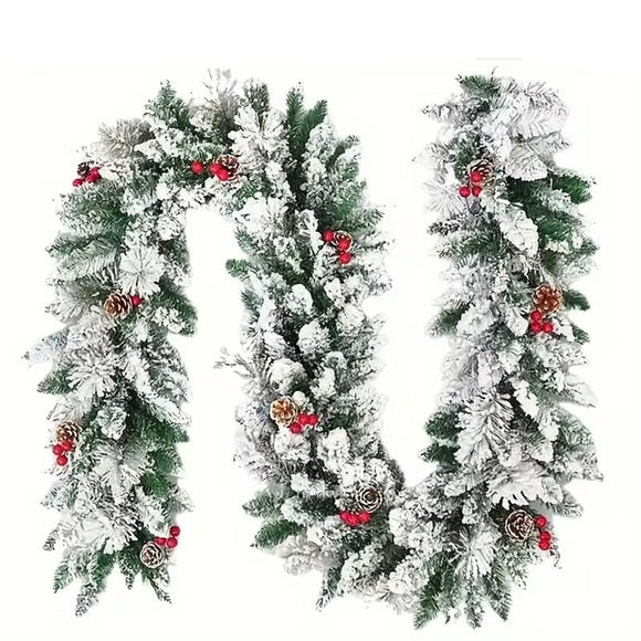 NNETM Snowflake Garland with Pinecones and Berries
