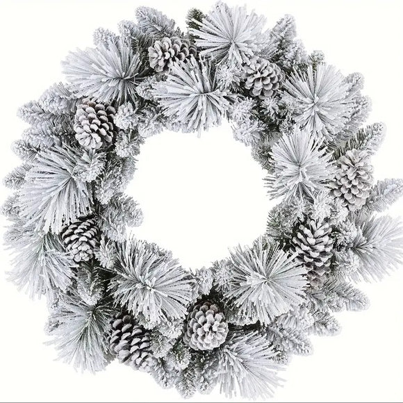 NNETM Classic Halloween Autumn Frosted Pine Wreath