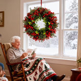 NNETM Luxury Christmas Wreath Red Berries Pine Cones