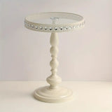 NNETM Corner Table Round Minimalist Side Table (White + Lace)