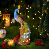 NNETM Solar Peacock Resin Statue Light for Garden Decor