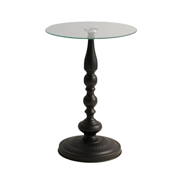 NNETM Corner Table Round Minimalist Side Table (Black)